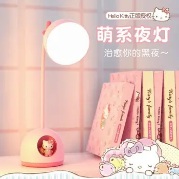 Novo Sanrio Anime Kwwaii Hello Kitty Kuromi Cinnamoroll Led Cartoon Lâmpada De Mesa Usb De Recarga Luz De Leitura Olho Protetor Colorido