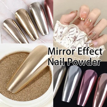 Não-Fly Powder Espelho de Unhas de Glitter em Pó Pó de Metal de Efeito Chrome Nail Art Pigmento em Pó DIY Manicure Nail Art e Decorações