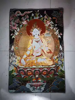 O tibete o Budismo Pano de Seda, 7 olhos de Tara Branca Buda Thangka Thanka pendurado na Parede