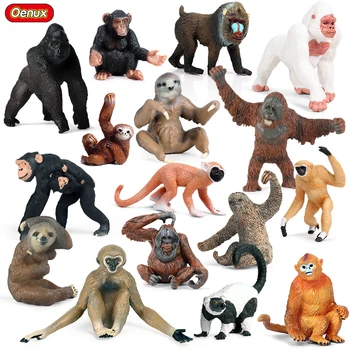 Oenux Selvagem da Floresta, Soth de Ouro Afronta nariz do Macaco Gibão Chimpanzé Figuras de Ação Orangotango Modelo Animal de PVC Educacional de Crianças Brinquedo