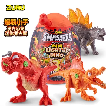 Original Zuru Smashers Mega MINI 17cm Lightup Dino de Lodo de Surpresas Ovo Colecionáveis T-Rex Jurassic Série Menino Para o Brinquedo de Presente Dinos