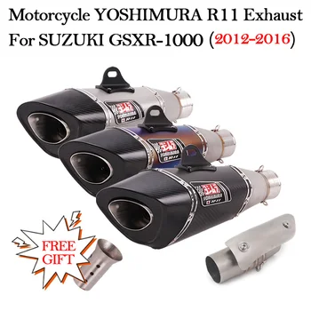 Para SUZUKI GSXR-1000 GSX-R1000 GSX-R1000 2012 - 2016 Motocicleta YOSHIMURA R11 Escape Modificado DB Killer Escape Meio de Ligação de Tubos