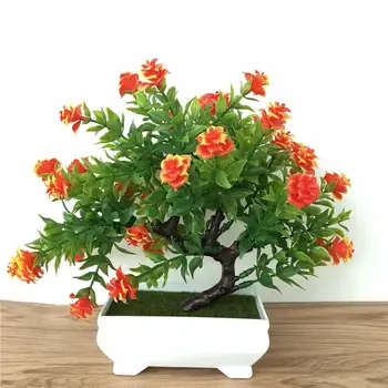 Plantas artificiais Multi-garfo de rosas em vasos de Simulação de bonsai artificial Interior de mesa, de Ofício planta verde a decoração do jardim FZ146