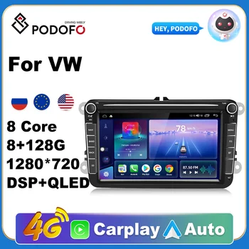 Podofo 2 Din Rádio do Carro Android 10.0 Para VW/Volkswagen/Golf/Polo/Passat/b7/b6/SEAT leon/Skoda 8