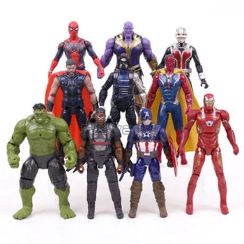 Presente de natal Vingadores da Marvel 3 Black Panther Figuras de Ação Brinquedos Conjunto de Hulk, Capitão América, homem-Aranha Thanos Homem de Ferro Hulkbuster