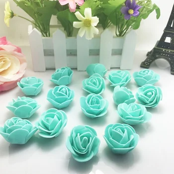 Quente 10pcs azul Mini Espuma de PE Rosas Flores Artificiais Para Casamento Caixa Artesanal Decoração DIY Coroa de flores dia dos Namorados