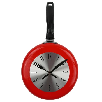 Relógio de cozinha Frigideira Design Moderno Suspensão de Parede Relógio de Cozinha, Relógio de Metal Saat para a Novidade de Arte, Assistir a Casa, Decoração do Quarto