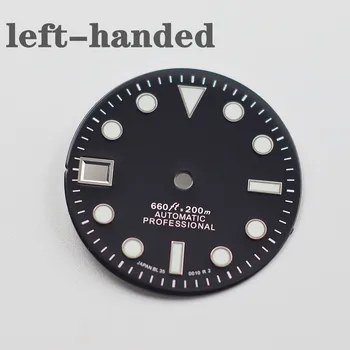 S-mostrador do Relógio para canhotos cor preta 28,5 mm super C3 lume ajuste nh35 esquerda do movimento