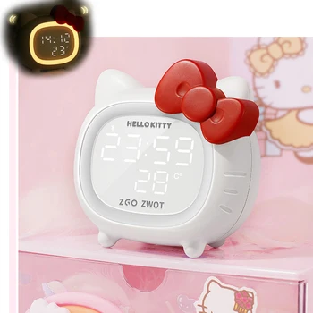 Sanrio Hello Kitty Kawaii Estéreo Crianças Inteligente, Relógio Despertador Led Atmosfera de Luz de Animação de Personagem da Série de Brinquedos para Crianças
