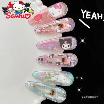 Sanrio Melodia Kuromi Cartoon Laser Gancho Hello Kitty Cinnamoroll Pochacco Franja Clipe De Aniversário, Presentes De Natal Cabelo Decoração