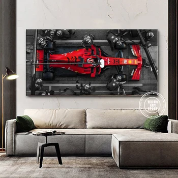 Scuderia Ferrari Pit Stop F1 Cartaz Fórmula 1 Tela De Pintura Moderna Carro De Corrida Arte De Parede Imprime Imagem Para Decoração De Quarto