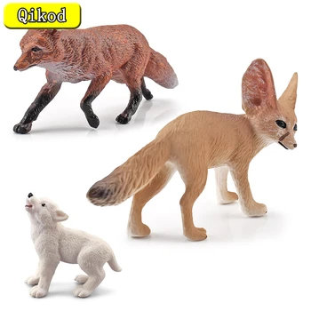 Simulação De Animais Selvagens Do Lobo Modelo De Figura De Ação Do Fennec Fox Jovem Lobo Guará Figuras Bonito Em Miniatura Coleção Brinquedo Para Criança