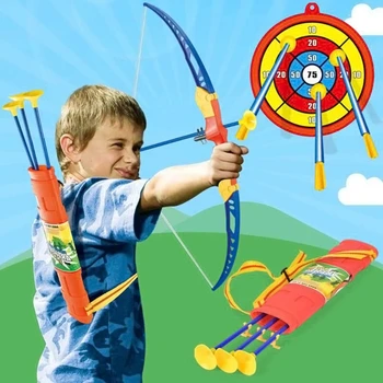 Simulação de Arco Flecha de Plástico Macio Otário Seta com Destino Brinquedo Definida para Crianças