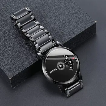 SKMEI Criativo de Moda Quartzo Relógio Homens Impermeável Malha de Aço Pulseira masculina Casual Relógios de pulso Masculino Relógio Relógio Masculino