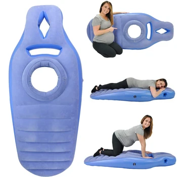 Tapete de Yoga para Gestantes Confortável Flocagem de PVC Inflável Colchão com Furo de Exercício para Casa: Ginásio de Esportes Fitness Pilates Almofadas