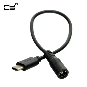 USB 3.1 Tipo C-USB-C DC 5.5 2.5 mm conector de Alimentação de Extensão Cobrado Cabo de 10cm