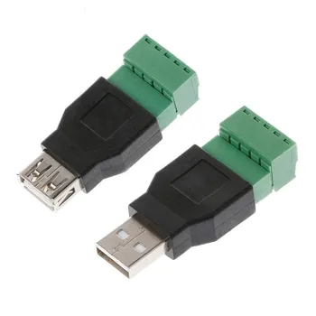 USB Fêmea Para Parafuso Conector USB Plug Com Escudo Conector USB2.0 Tomada Fêmea Fêmea do USB Para Terminal de Parafuso