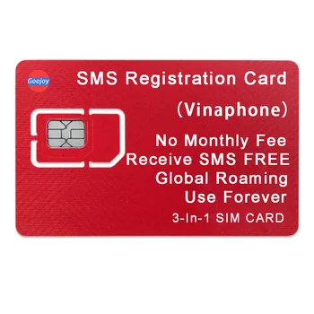 Vietnã Vinaphone Cartão de Registro,Global Roaming,GRATUITO e Ilimitado Receber SMS,Registrar PayPal SIM,APLICATIVO de logon de cartão sim,Sem mensalidades