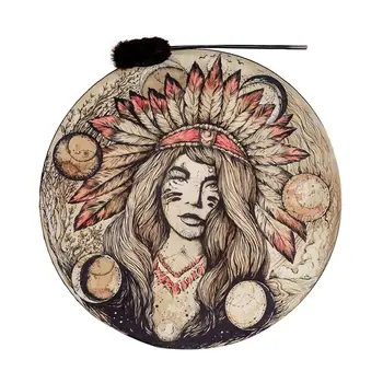 Xamã Do Tambor Mão De Tambor Xamânico Mulher Nativa Tambor Com Uma Baqueta De Som Cura Tambor Presentes Decorações Para A Meditação Espiritual