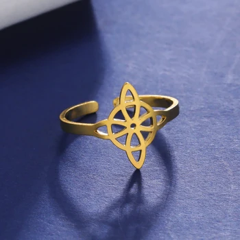 Em Skyrim, o Aço Inoxidável Bruxa Nó Anel de Ouro de Cor Ajustável Abrir Anéis de Dedo Vintage Bruxaria Wicca Amuleto da Jóia para a Mulher