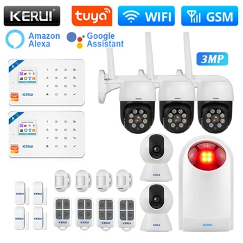 KERUI W181 Tuya Home Wireless wi-FI Alarme GSM Casa de Segurança Com Detector de Movimento Sensor de Assaltante Alarme do Sistema de Suporte do Alexa e Google