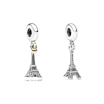Nova Moda Charme Original de Paris a Torre Pendente Adequado para o original de Pandora Mulheres Pulseira de Acessórios de Jóias de Presente