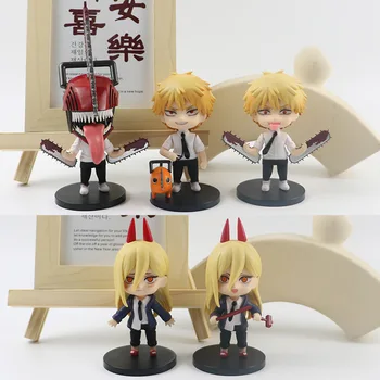 Quente 5Pcs/Set Anime Motosserra Homem Anime Figura Denji Poder Pochita Q Versão do Pvc Figura de Brinquedos Tabela Decoração Boneca de Presente de Natal